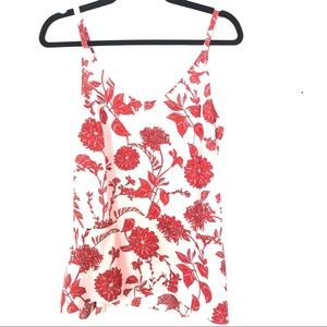 CABI peplum pink and red floral  tank top X16